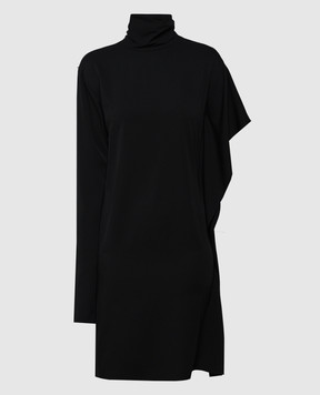 Max Mara Sportmax Черное ассиметричное платье CIRCOLO из шелка CIRCOLO