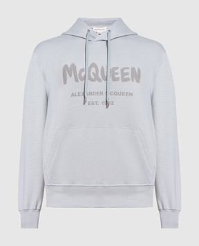 Alexander McQueen Серое худи с принтом логотипа Mcqueen Graffiti 688715QUZ81