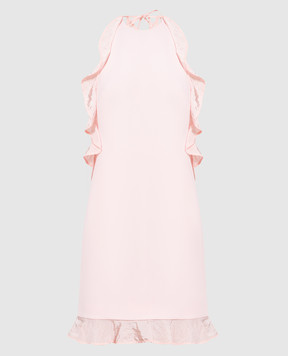 David Koma Розовое платье с рюшами RE23DK13D