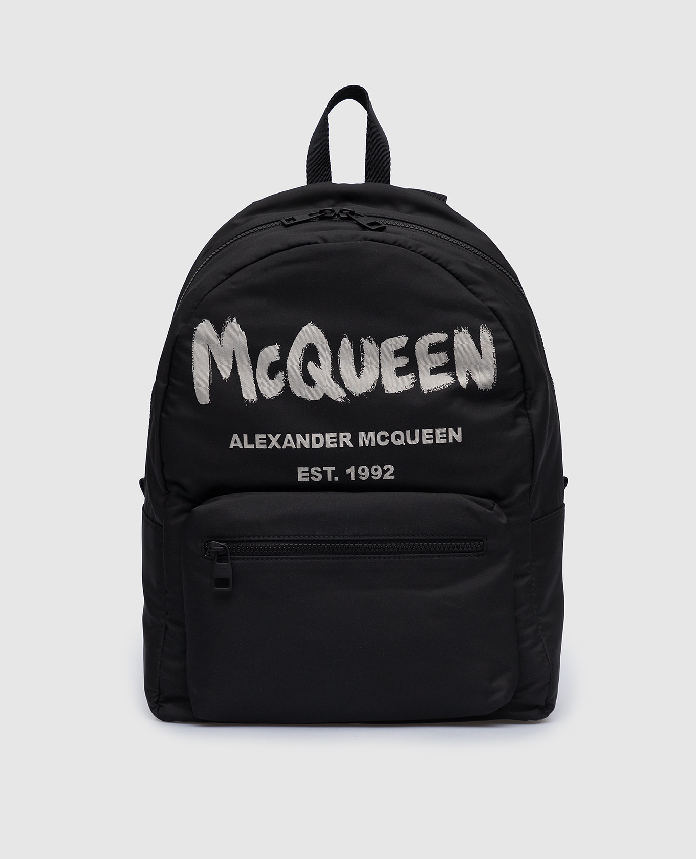 Черный рюкзак с принтом McQueen Graffiti