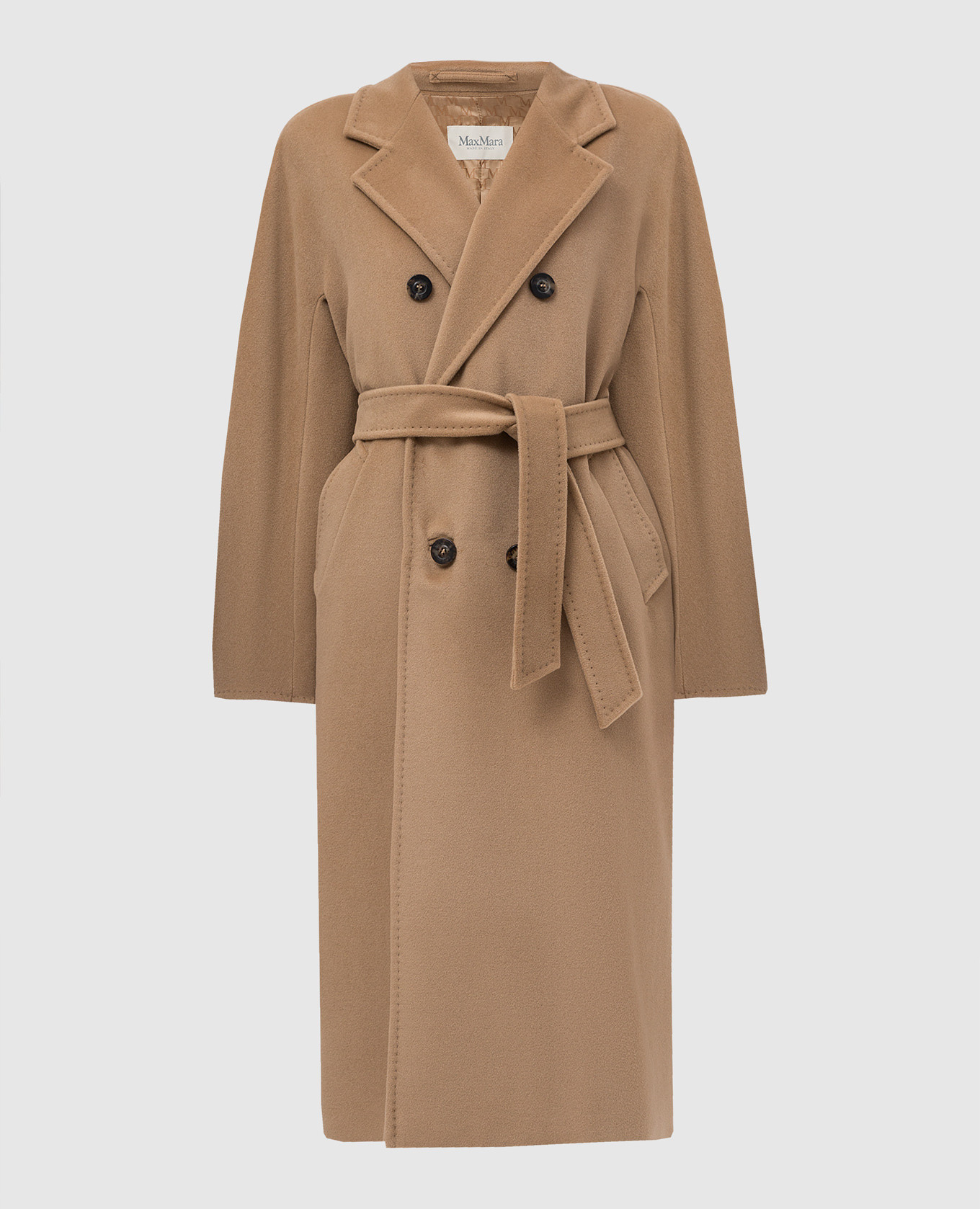 Madame wool and cashmere double-breasted coat in tan