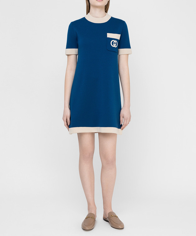 Gucci Синее платье из шерсти 606015XKA4A изображение 2