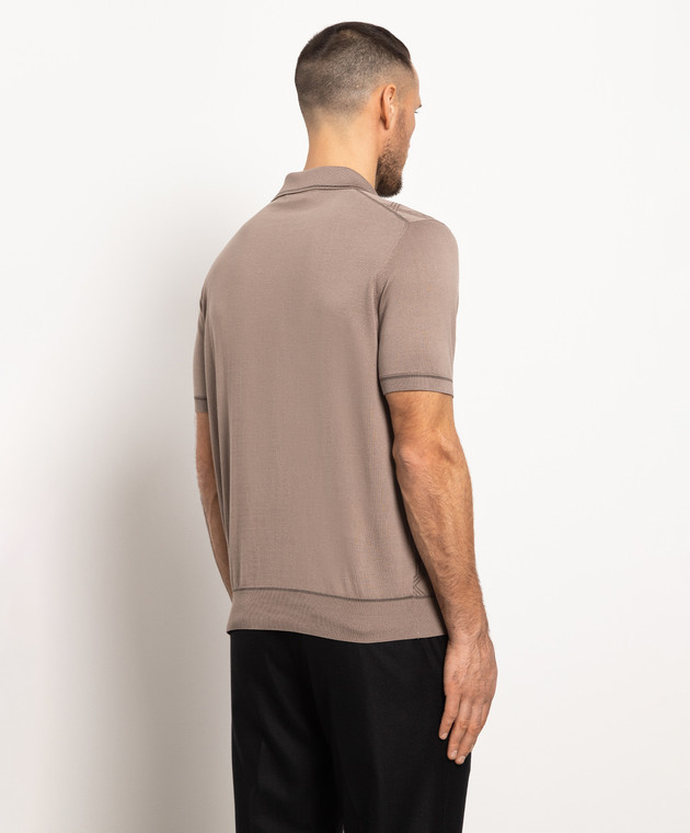 Stefano Ricci Коричневое поло в текстуре с логотипом K818046P31F23174 изображение 4