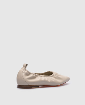 Santoni Бежевые кожаные балетки WAMA70503HI1TAAI