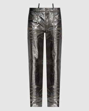 The Attico Серебряные кожаные брюки 246WCP158L094D