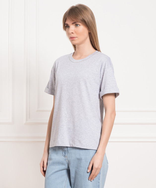Peserico Gray melange t-shirt with monil chain S06167J002378 изображение 3