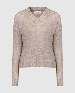 Brunello Cucinelli Бежевий пуловер з люрексом MLE727602