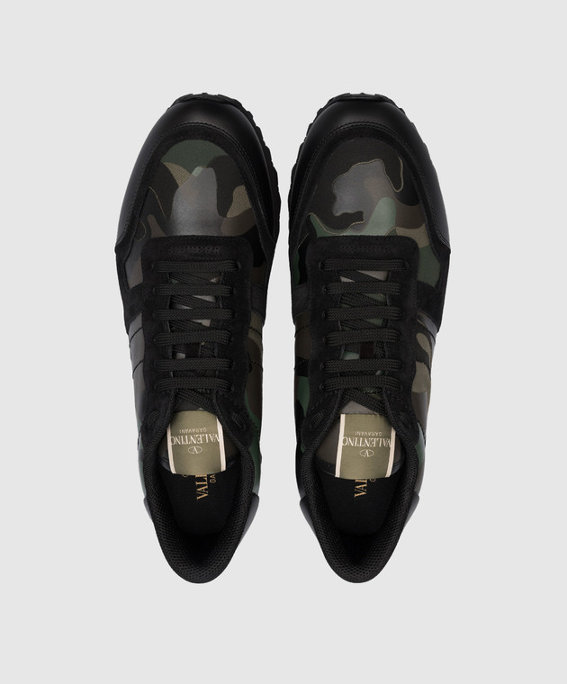 Valentino Black Rockrunner combination sneakers in camouflage print 2Y2S0723TCC изображение 4