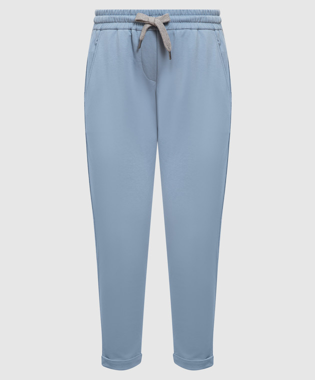 Brunello Cucinelli Блакитні спортивні штани з еколатунню MH827BB599