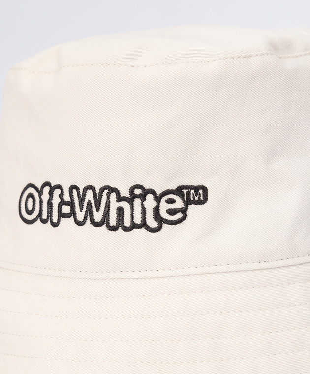 Off-White Світло-бежева панама з контрастною вишивкою логотипу OMLA012S22FAB004 зображення 4