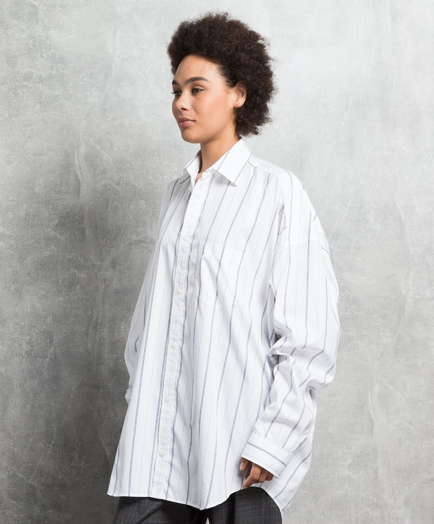 Balenciaga Белая рубашка в полоску с логотипом 725395TOM06 изображение 3