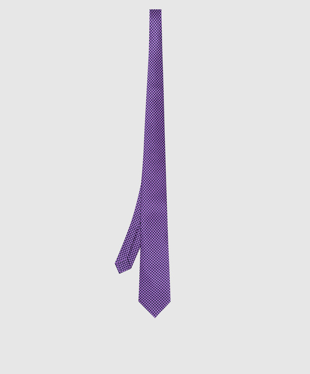 Stefano Ricci Children's purple silk tie and pache scarf set in geometric pattern YDH27026 image 3