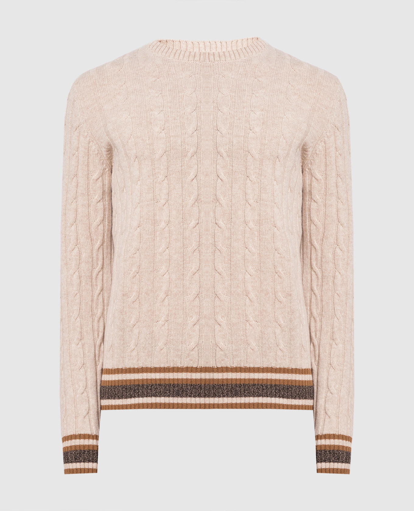 

Бежевый свитер из шерсти с фактурным узором, Свитера