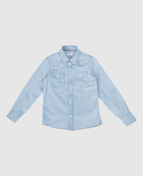 Brunello Cucinelli Детская джинсовая голубая рубашка BW686C360C