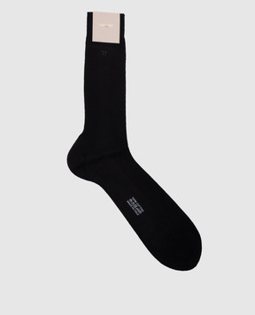 Tom Ford Чорні шкарпетки з вишивкою монограми логотипа KKS001YMC003S23