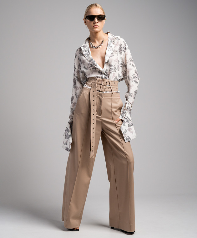 Rokh Белая блуза из шелка в брендированном принте R0CA287JP изображение 2