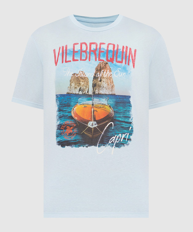 Vilebrequin Blue T-shirt with Capri print PTSU3P03