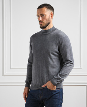 Cashmere&Whiskey Серый меланжевый джемпер из шерсти 97397