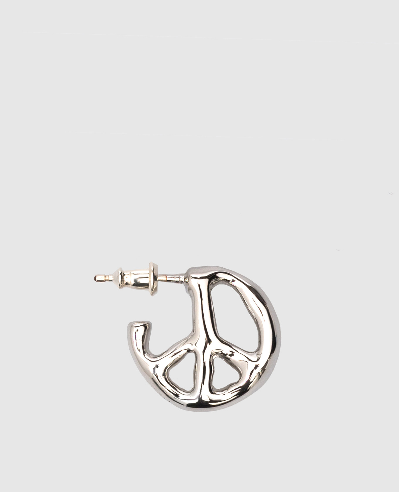 

Серебряная моносерьга со знаком мира, Серебристый, Серьги