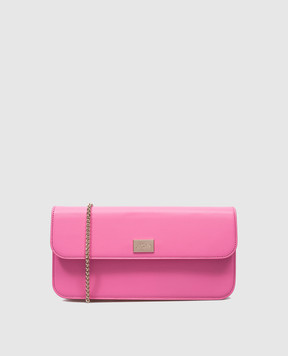 Babe Pay Pls Розовая кожаная сумка-багет с металлическим логотипом MODELLO1