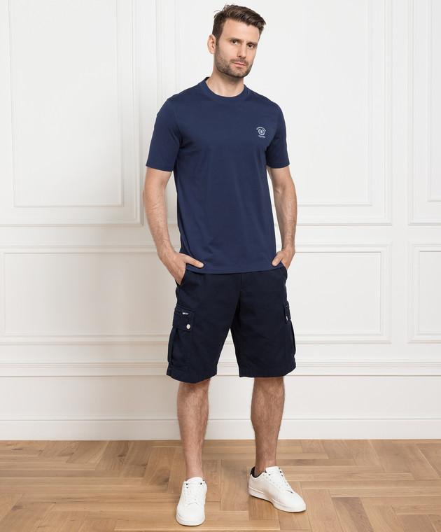 Brunello Cucinelli Голубая футболка с принтом логотипа M0T618442 изображение 2