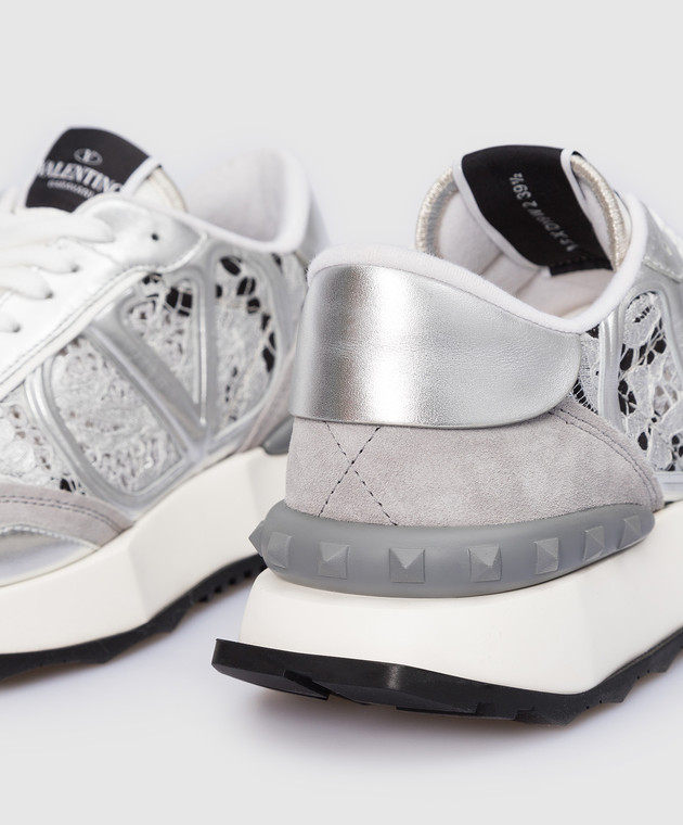 Valentino Сріблясті кросівки з мереживом та емблемою Lacerunner lace XW2S0DY9FAK зображення 4
