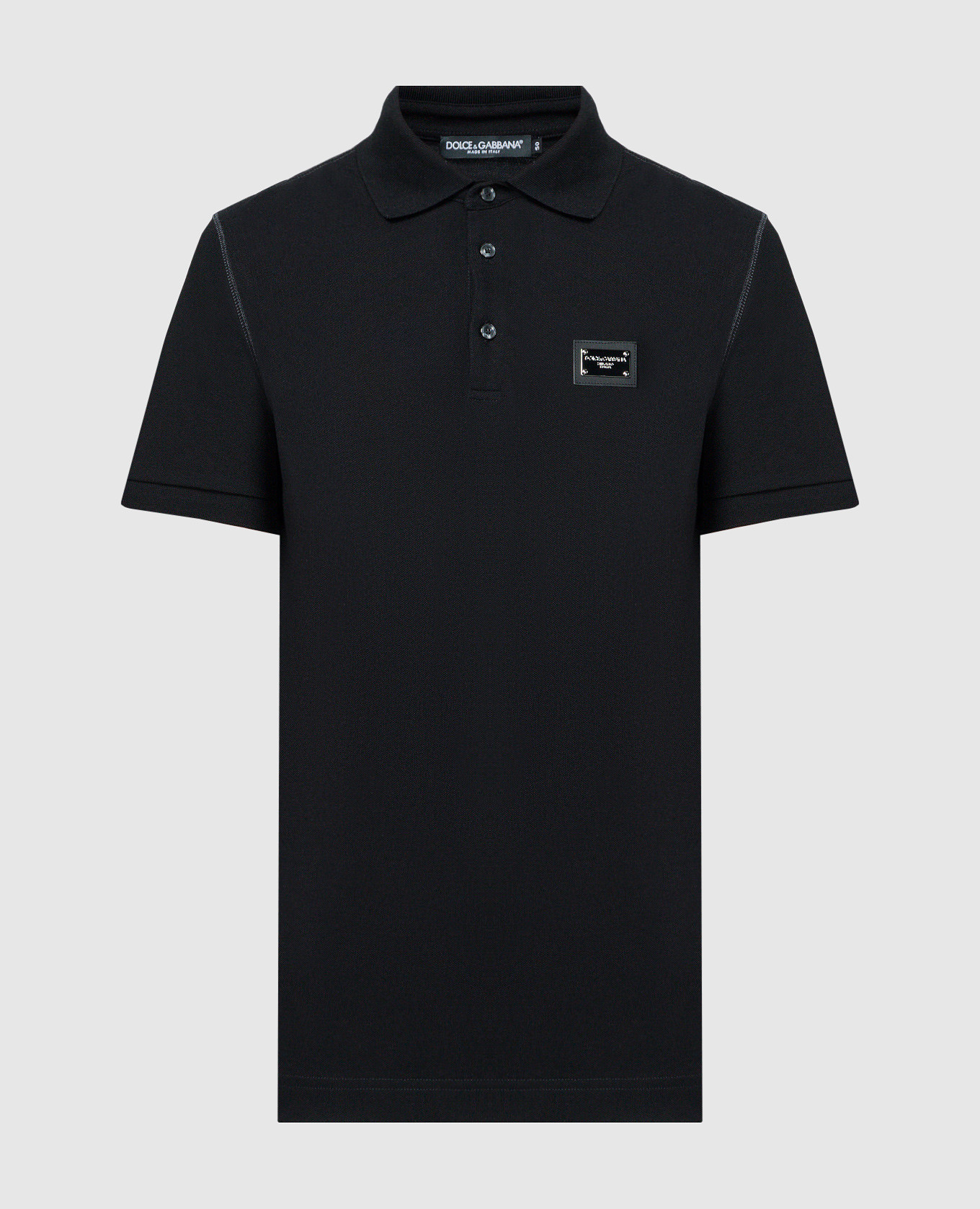 Black polo with logo patch
