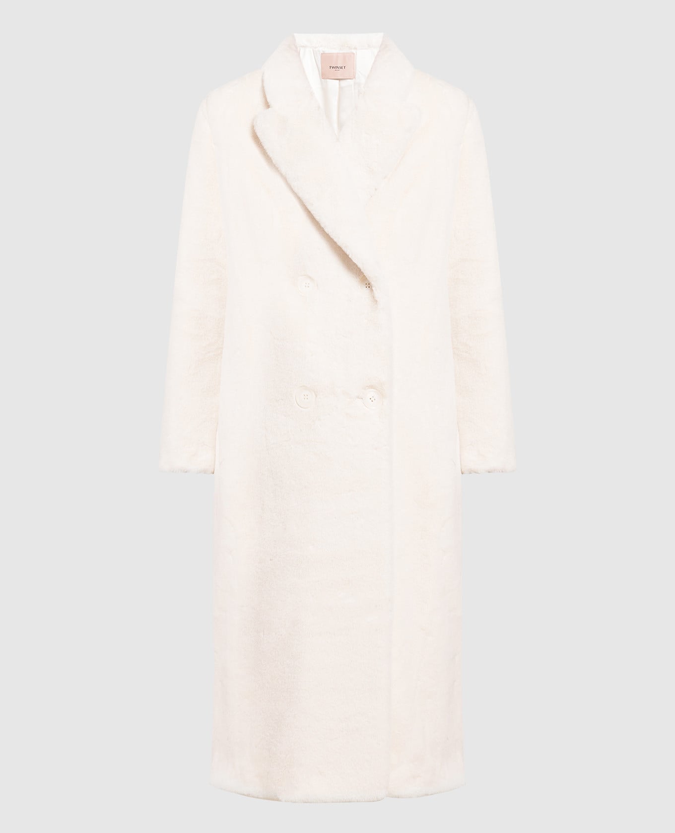 

Пальто двубортное молочного цвета, Бежевый, Пальто