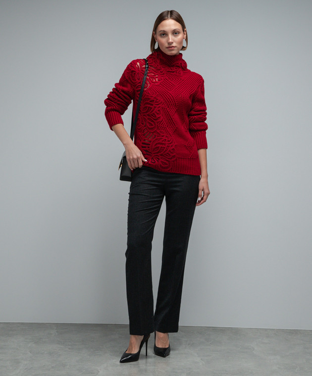 Ermanno Scervino Red sweater in a textured pattern D435M745APHSK image 2