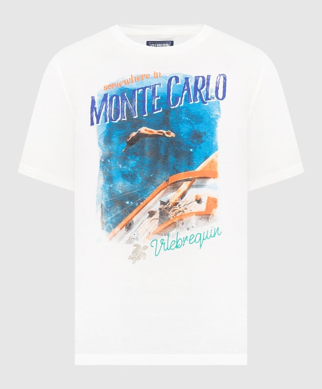 Vilebrequin White t-shirt with Monte Carlo print PTSU3P02