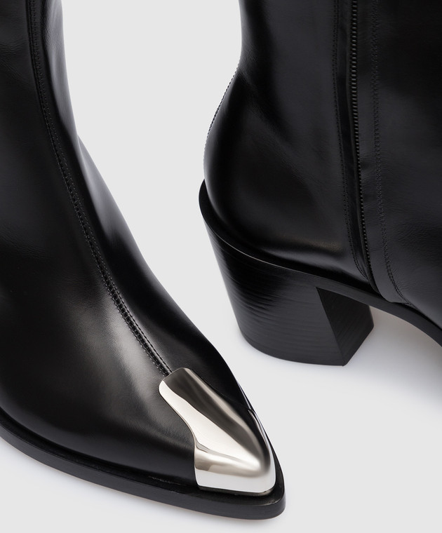 Alexander McQueen Чорні шкіряні ботильйони Punk з металевою вставкою 709986WHSWD зображення 5