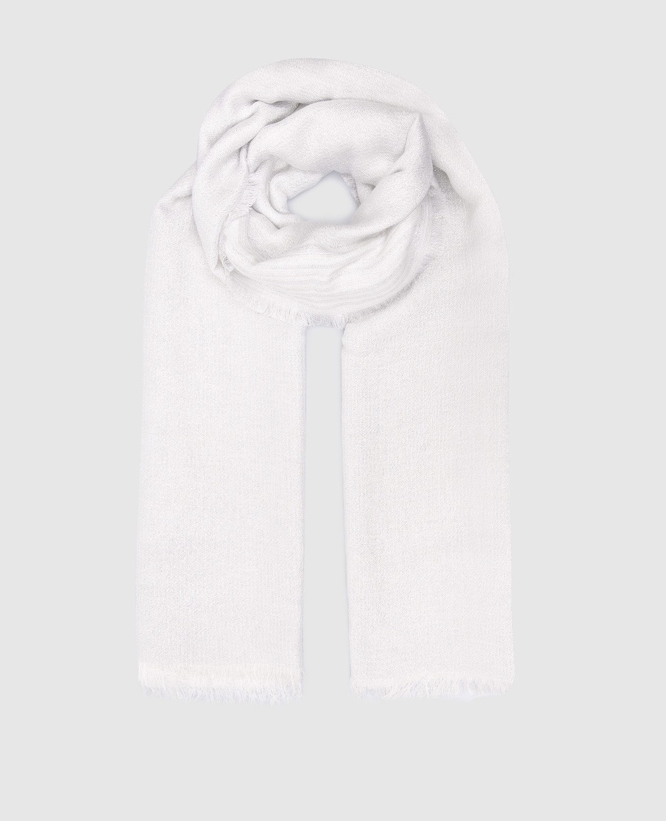 White scarf with linen and lurex