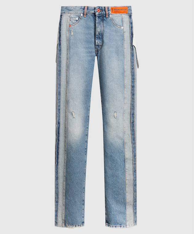 Heron Preston Блакитні джинси з ефектом потертості HWYA009S22DEN001