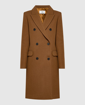 Solotre Коричневое двухбортное классическое пальто M1R0121