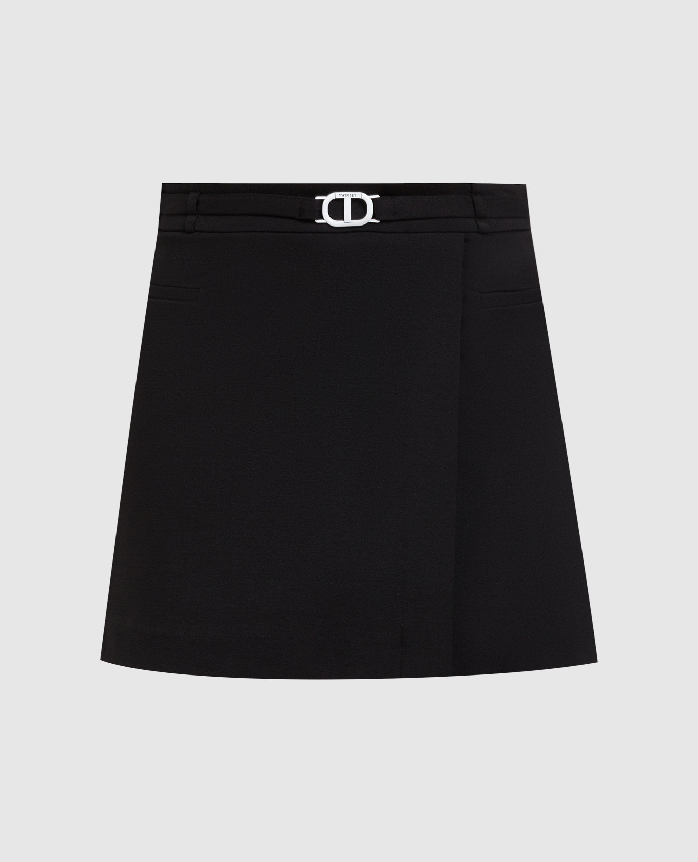 Black mini skirt with contrasting Oval T logo