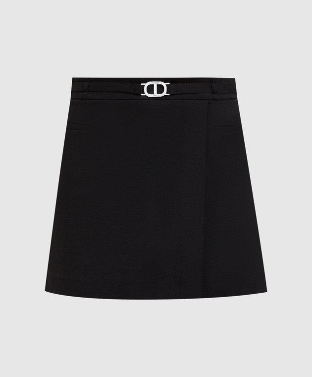 Twinset Black mini skirt with contrasting Oval T logo 231TP2112