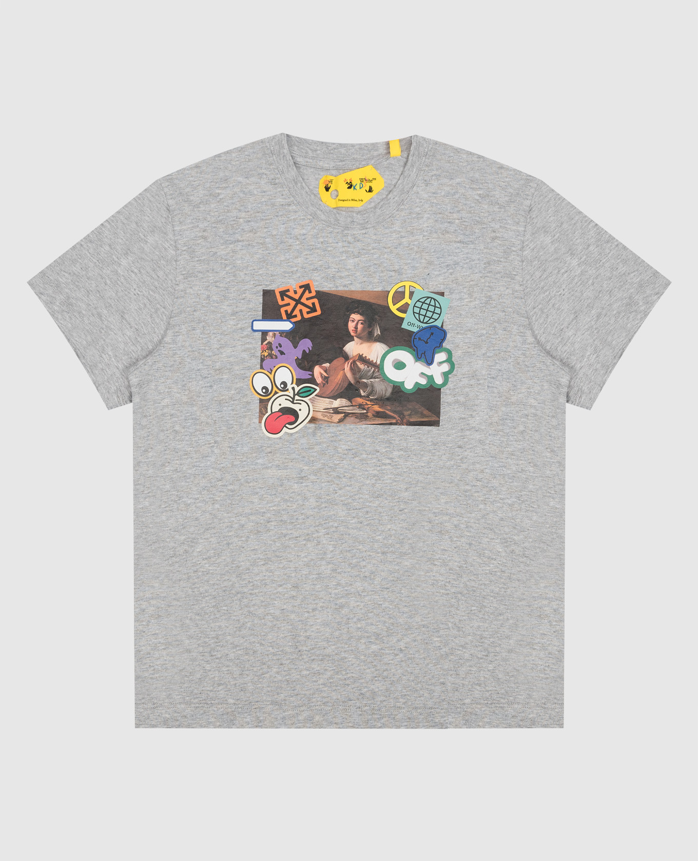 

Детская серая меланжевая футболка с принтом Stickers Picture, Серый, Футболки