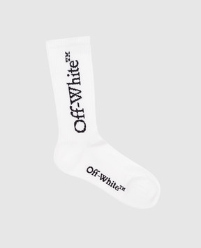 Off-White Білі шкарпетки з контрастним візерунком логотипа OWRA035C99KNI001