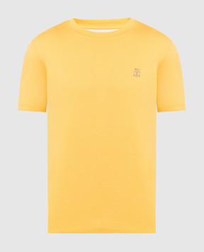Brunello Cucinelli Желтая футболка с принтом логотипа M0T618440