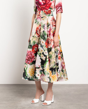 Dolce&Gabbana Спідниця міді із шовку в квітковий принт F4BL8THS10F