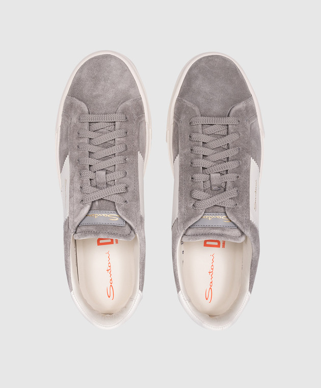 Santoni Gray suede sneakers with logo MBGT21870PNNGJAR image 4