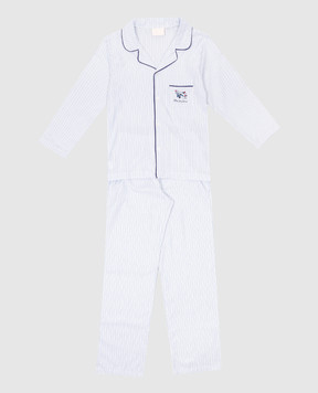 Story Loris Дитяча біла піжама в смужку з вишивкою у вигляді літака 36292810