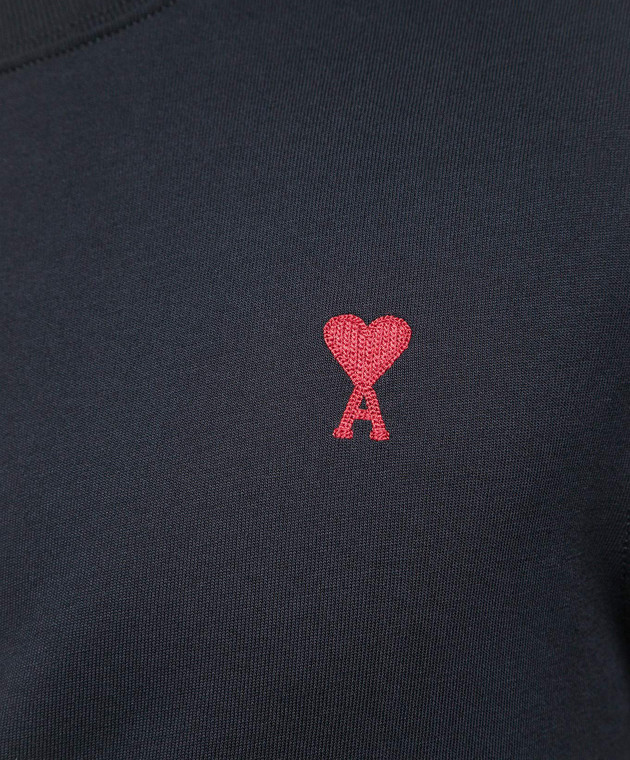 Ami Paris Черный лонгслив с вышивкой логотипа UTS205726 изображение 5