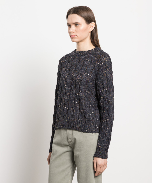 Brunello Cucinelli Blue sweater with sequins MEA358600P image 3