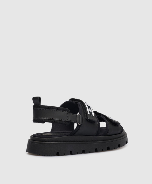 Dolce&Gabbana Дитячі чорні комбіновані сандалі з контрастним логотипом DG DA5049AA4373336 зображення 3