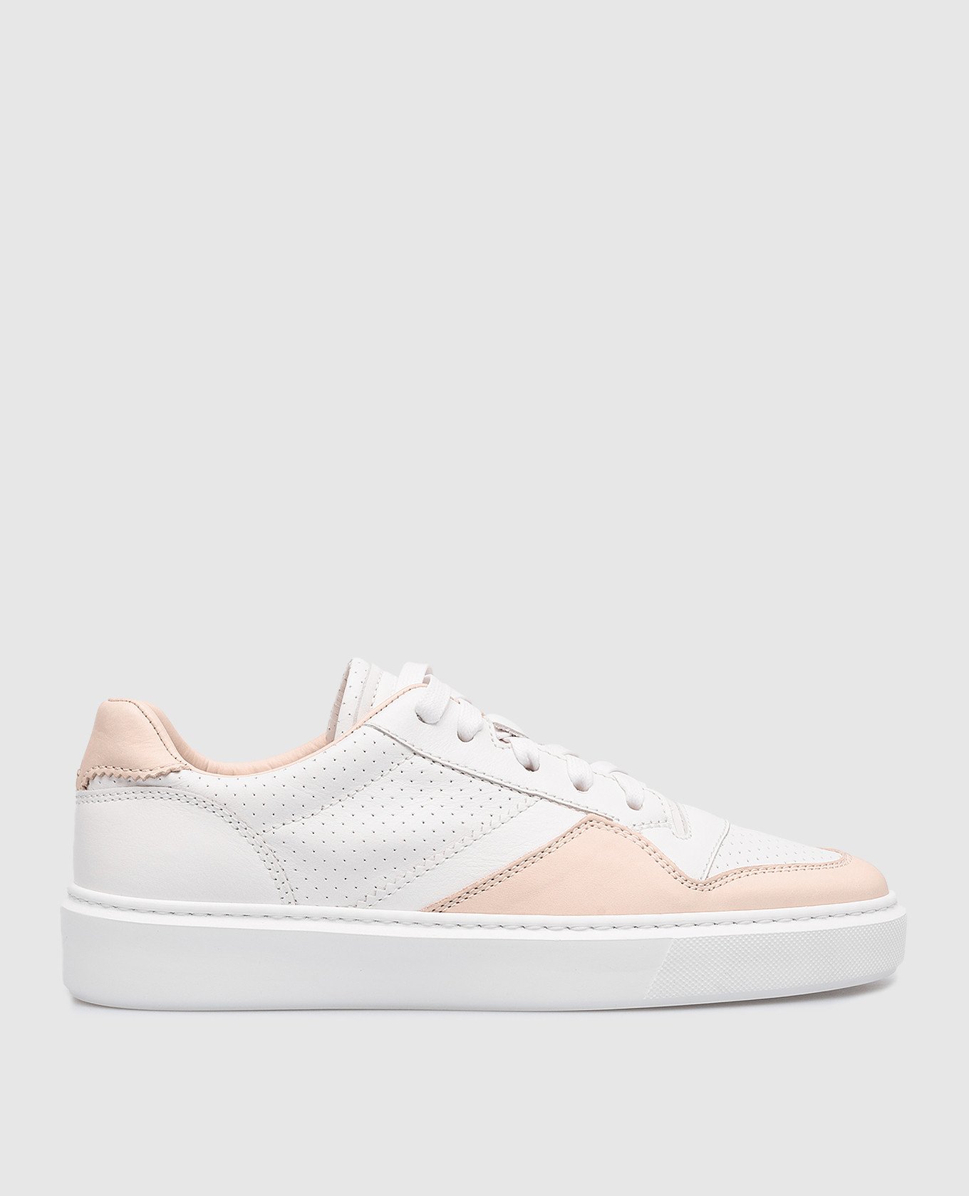 White leather sneakers with perforations