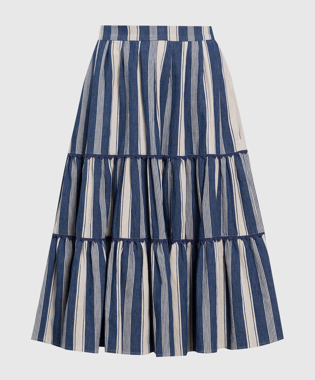 Max Mara Weekend Baruffa blue ruffled striped skirt BARUFFA
