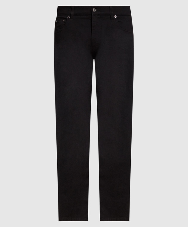 Dolce&Gabbana Black jeans with metallic logo patch GY07CDG8GW6