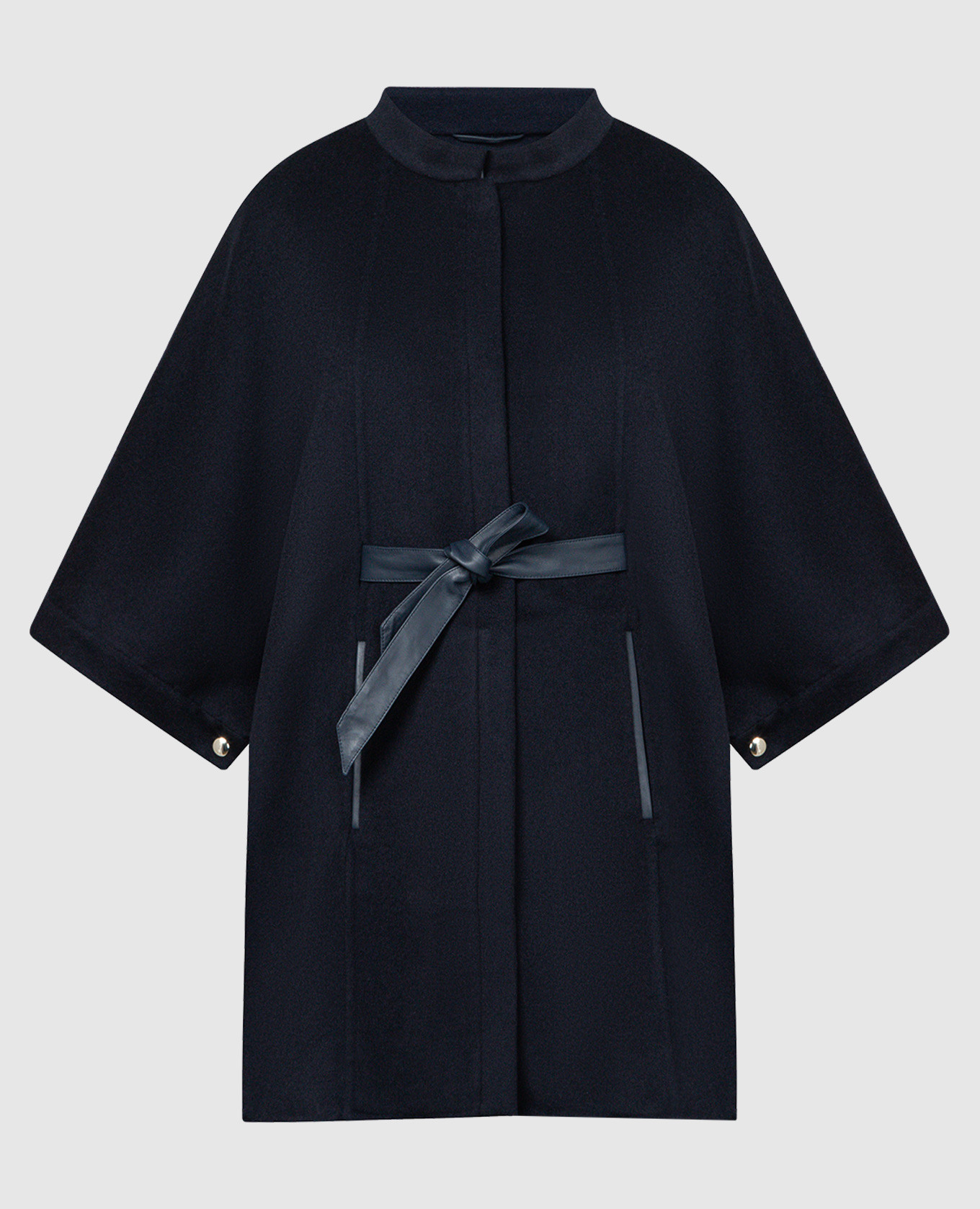 Blue wool and cashmere cape