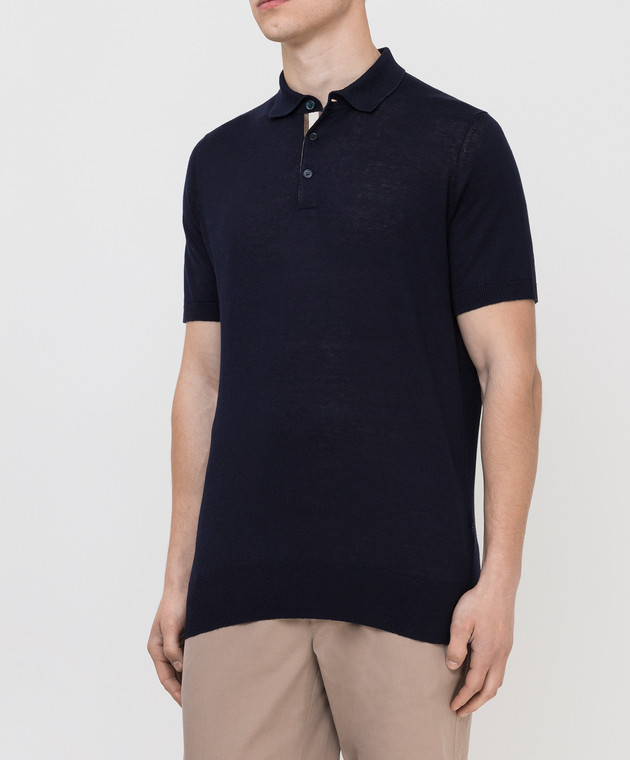 Brunello Cucinelli Темно-синее поло из льна M2L14105 изображение 3